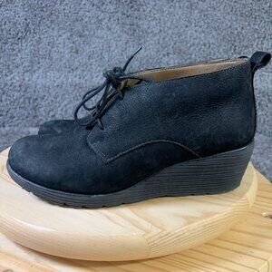 Dansko Boot Cadee Wedge Heel Womens Size 9.5 Black Leather Lace Up Ankle Bootie